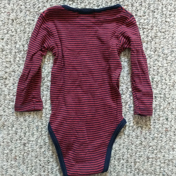 Baby 3-6 m Polo striped long sleeve onesie w/snaps - Picture 4 of 5